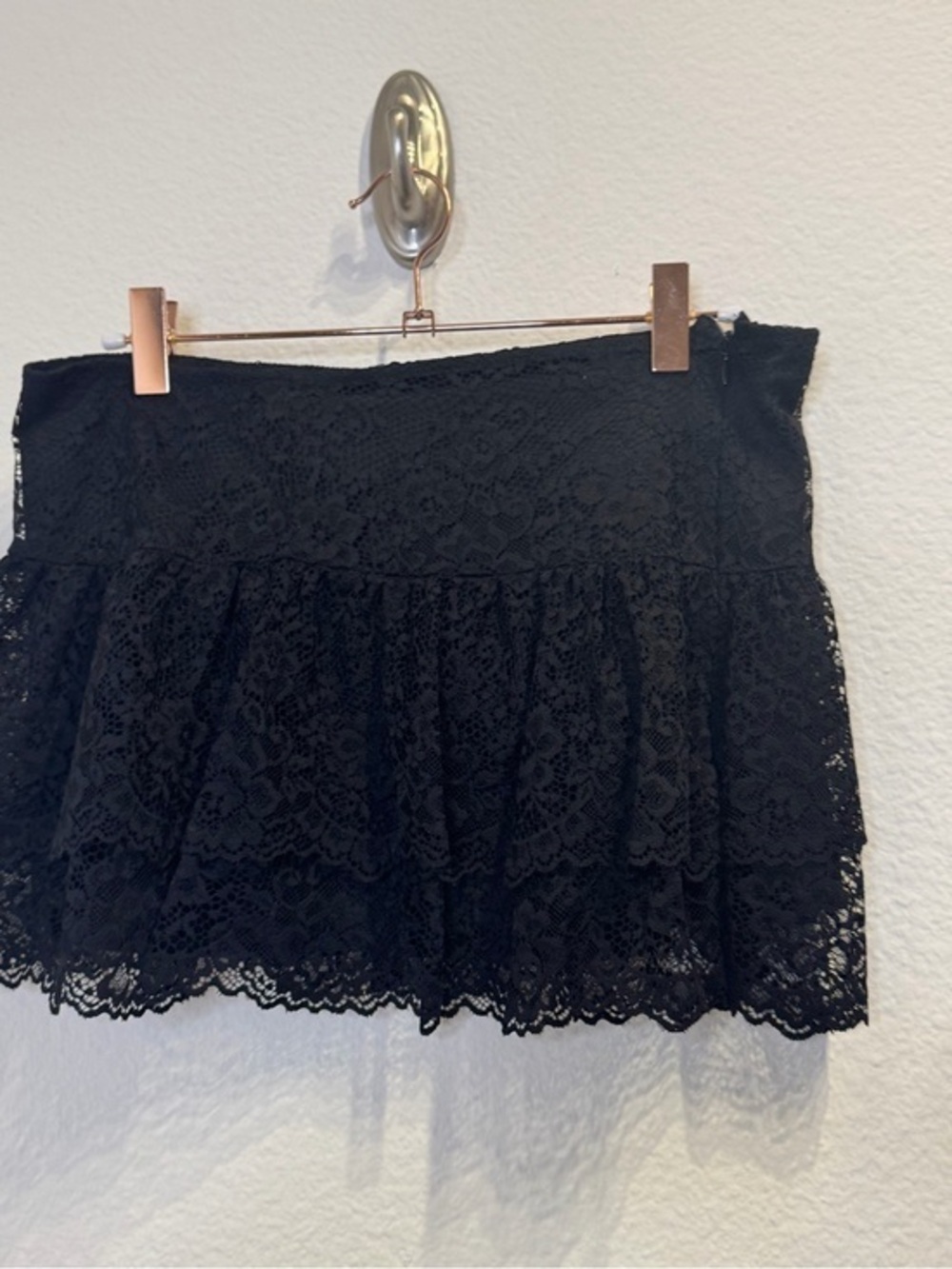 Lace Tiered Mini Skirt - Black